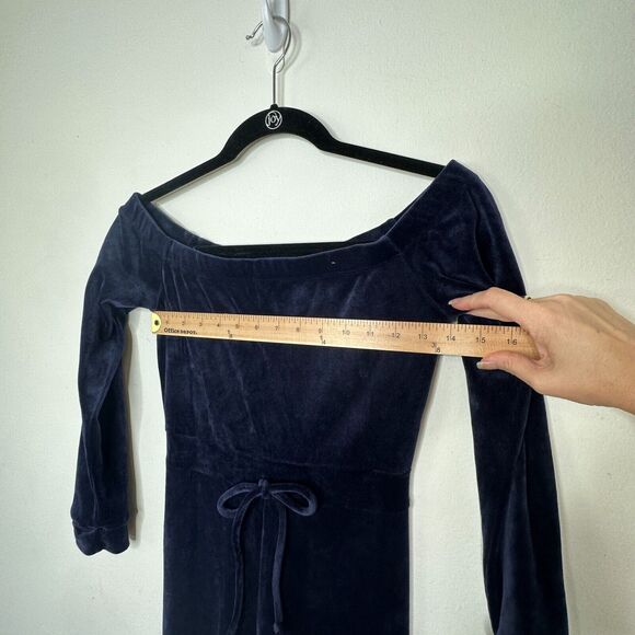 Fashion Nova Sexy Navy Need A Hug Velour Long Sleeve Off Shoulder Jumpsuit S - Picture 10 of 11
